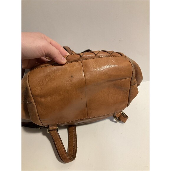 India Camel Color Woven Leather Backpack Bag Fashion Rugged Handmade Rustic main image 13